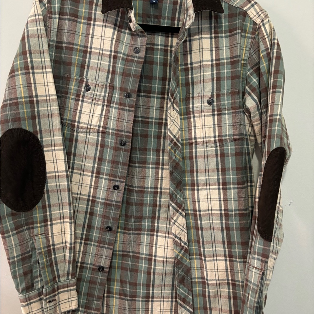 Vintage GAP Classic Fit Plaid Shirt with Brown Collar